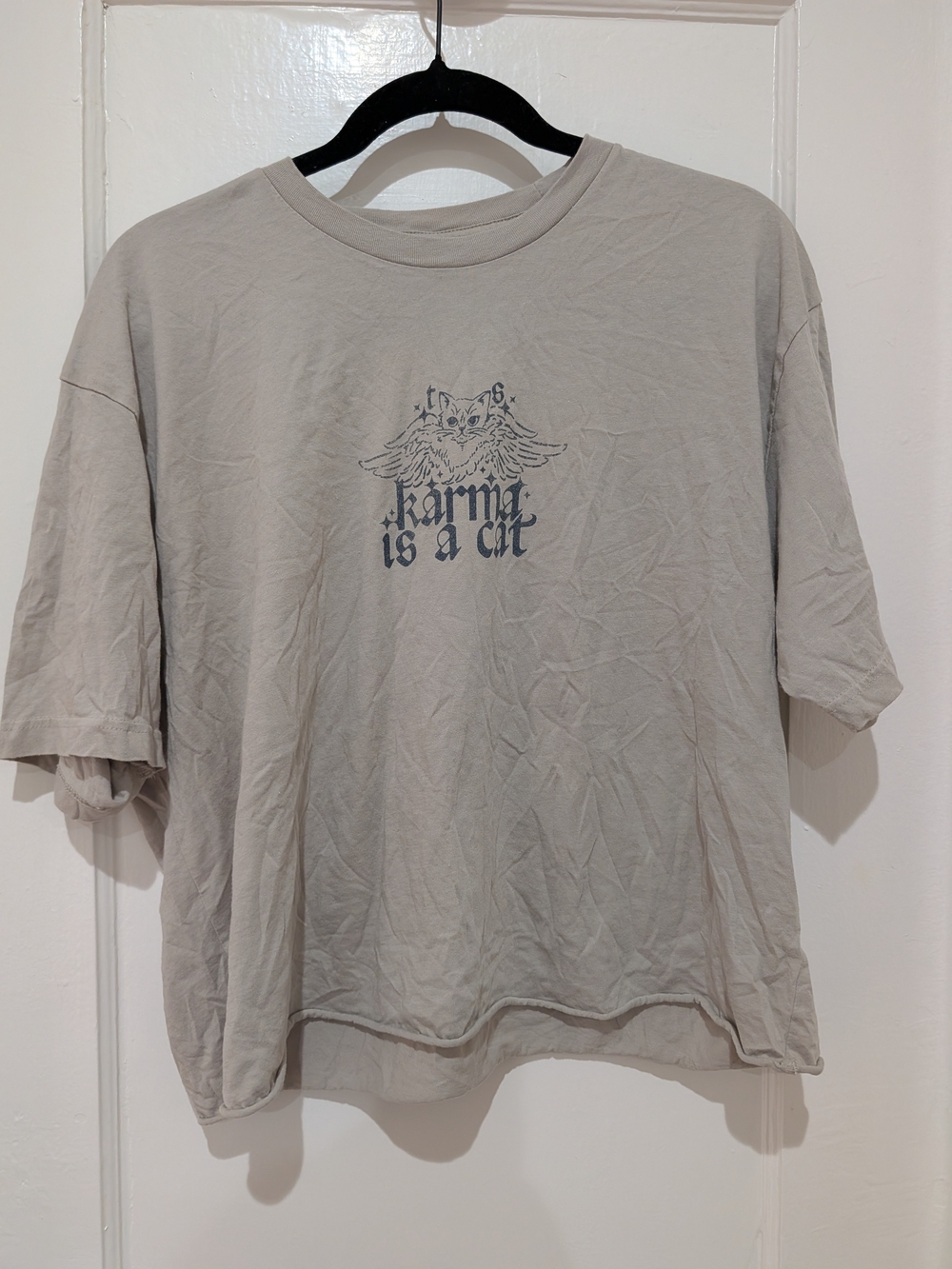Taylor Swift Light Gray 'Karma Is A Cat' T Shirt